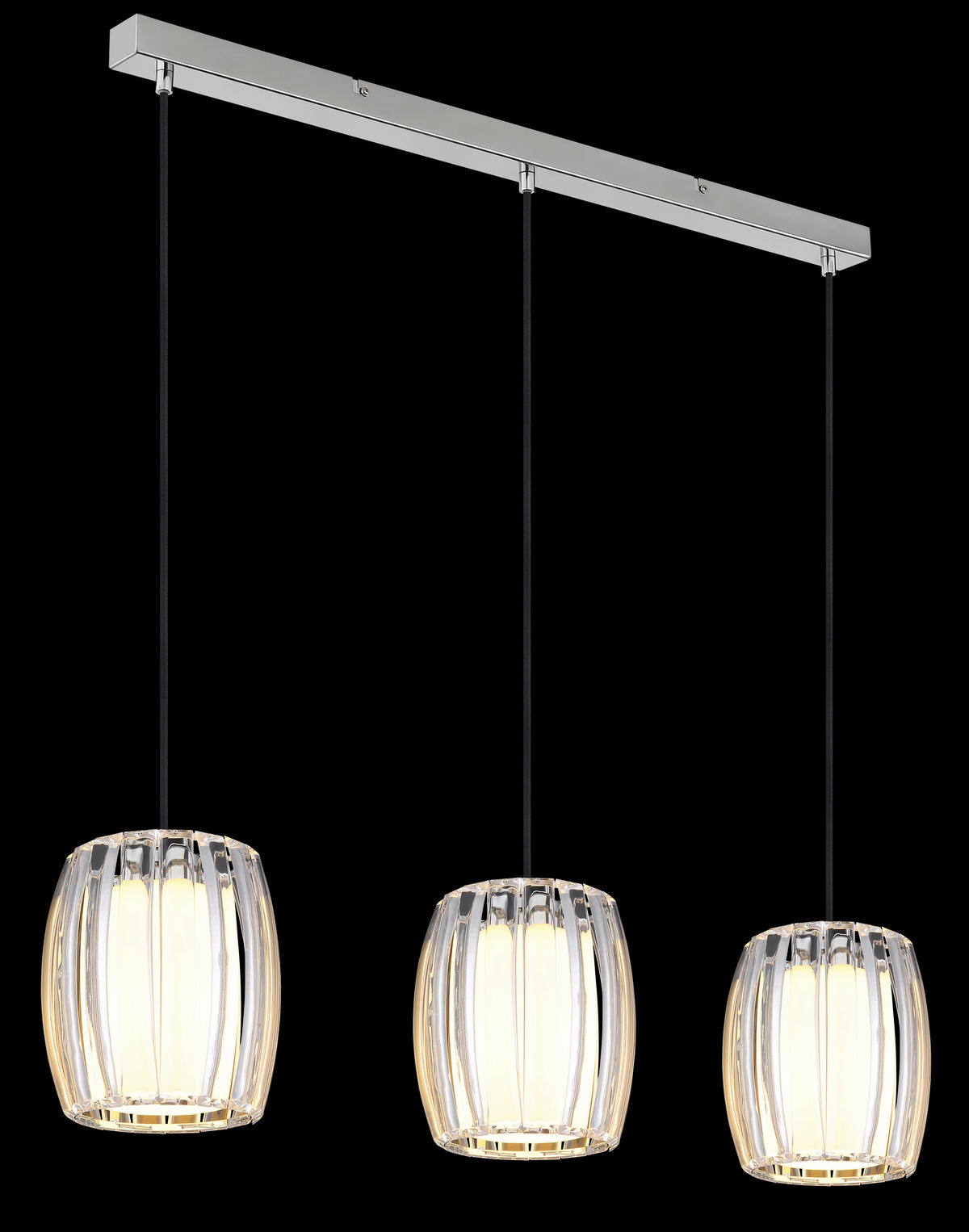ZÁVĚSNÉ SVÍTIDLO, 86/18/120 cm  - černá/čiré, Design, kov/textil (86/18/120cm) - Globo