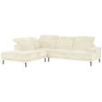 ECKSOFA Creme Chenille Kopfteilverstellung, Sitztiefenverstellung  - Creme/Schwarz, Design, Textil/Metall (243/307cm) - Xora