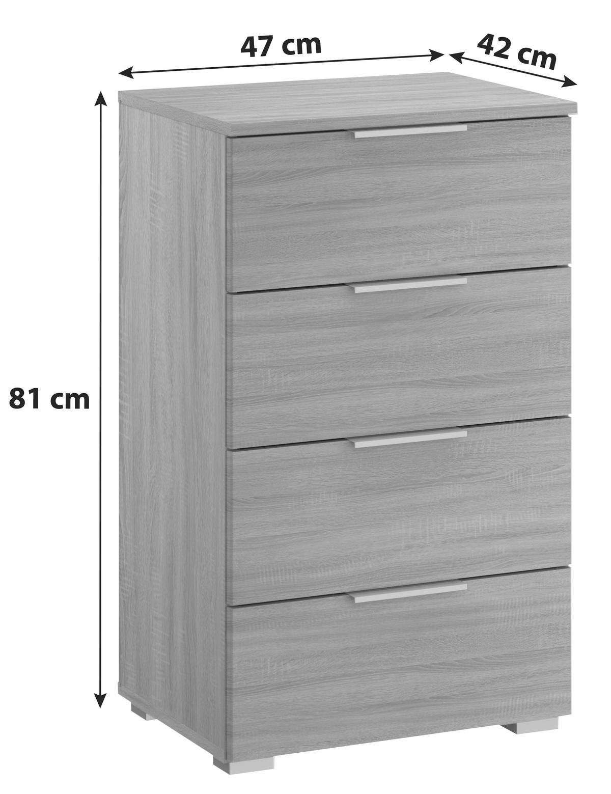 NACHTKÄSTCHEN 47/81/42 cm  in Sonoma Eiche  - Alufarben/Sonoma Eiche, Modern, Holzwerkstoff (47/81/42cm) - Rauch Möbel