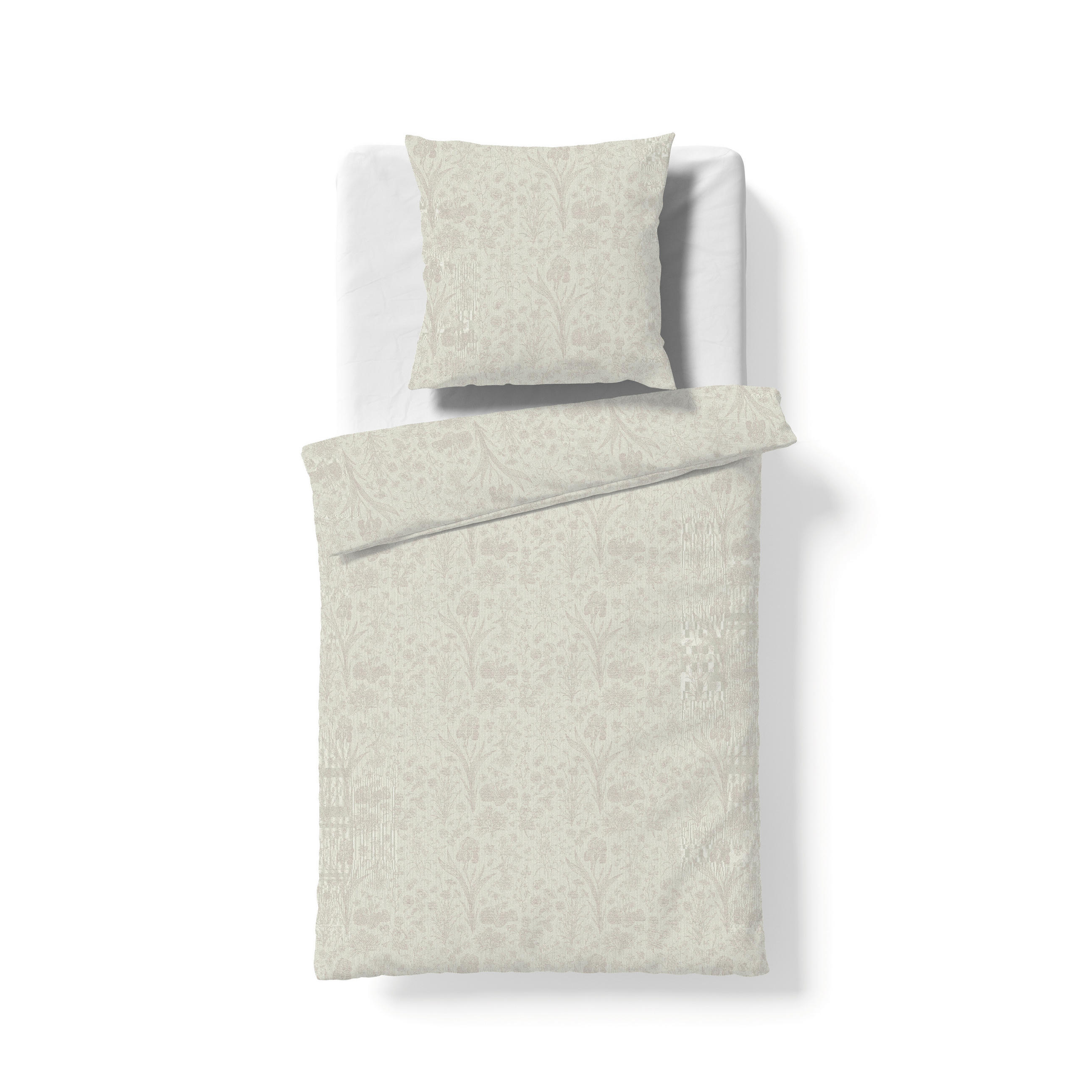 BETTWÄSCHESET 2-teilig Black Royal - Mako Brokat Damast Bettwäsche Damast 160/210 cm  - Creme, Basics, Textil (160/210cm) - Fleuresse
