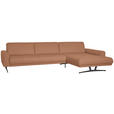 ECKSOFA in Echtleder Hellbraun  - Hellbraun/Anthrazit, KONVENTIONELL, Leder/Metall (324/182cm) - Ambiente