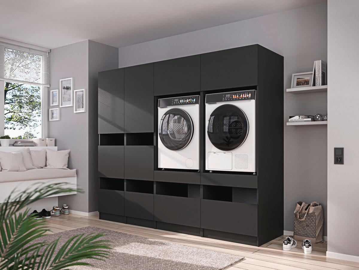 MEHRZWECKSCHRANK 50/200/68 cm  in Anthrazit  - Anthrazit/Schwarz, Design, Holzwerkstoff/Metall (50/200/68cm) - Milino