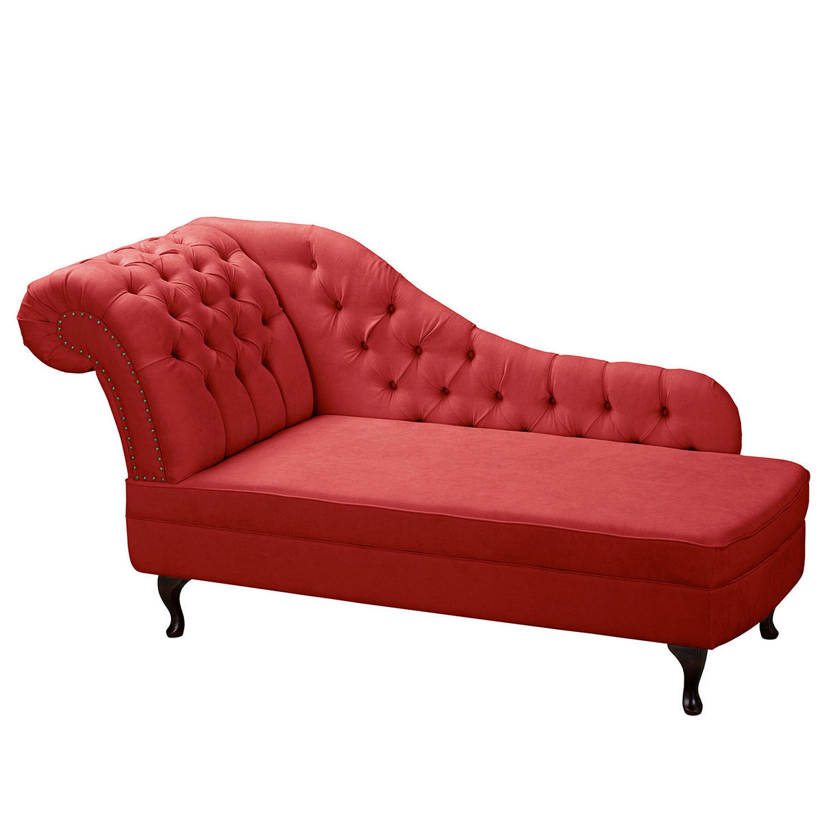 RÉCAMIERE Pako in Mikrofaser Rot  - Rot/Braun, Design, Holz/Textil (185/93/75cm) - Livetastic