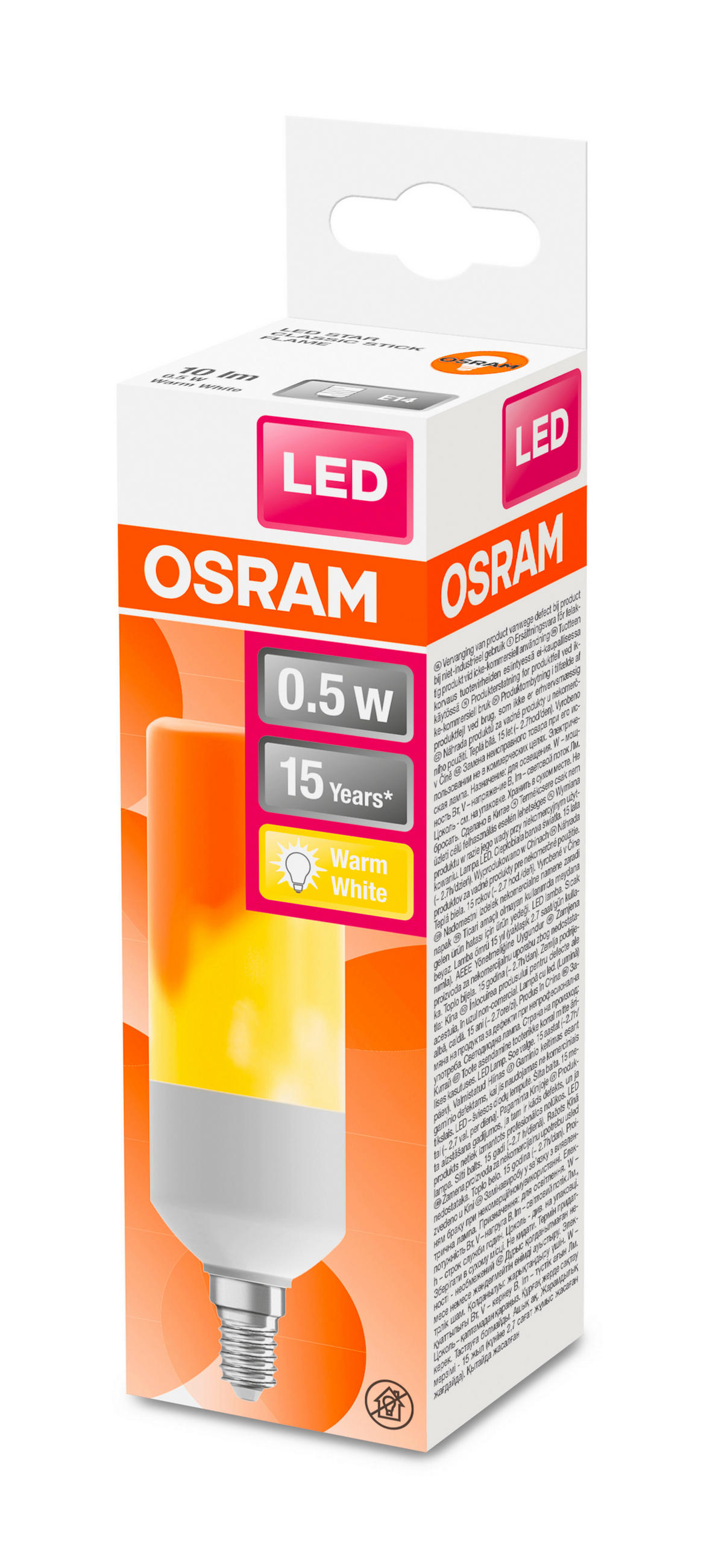 LED-LEUCHTMITTEL   E14 0,5 W 10 lm  - Hellrot/Gelb, Basics, Kunststoff (4,5/14,5cm) - Osram