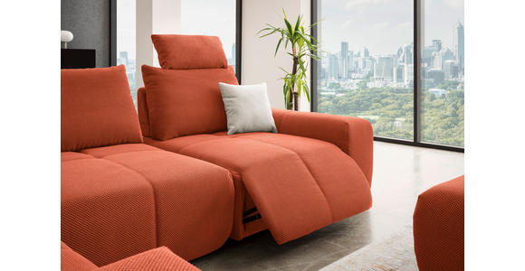 ECKSOFA in Velours Terracotta 236/326 cm - Terracotta/Schwarz, Design, Kunststoff/Textil (236/326cm) - Xora
