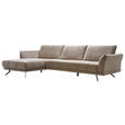 ECKSOFA in Mikrofaser Hellbraun  - Hellbraun/Schwarz, KONVENTIONELL, Textil/Metall (178/285cm) - Carryhome