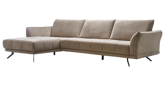 ECKSOFA in Mikrofaser Hellbraun  - Hellbraun/Schwarz, KONVENTIONELL, Textil/Metall (178/285cm) - Carryhome