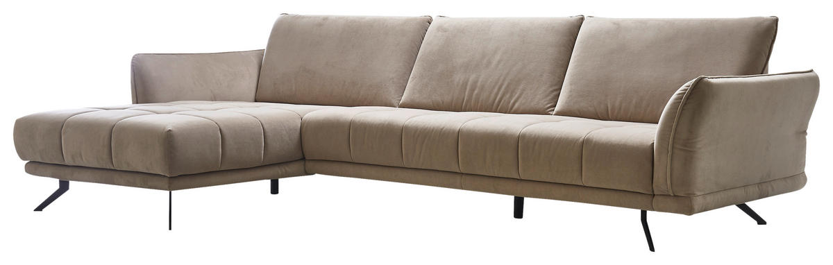 ECKSOFA in Mikrofaser Hellbraun  - Hellbraun/Schwarz, Konventionell, Textil/Metall (178/285cm) - Carryhome
