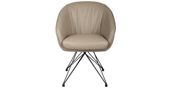 ARMLEHNSTUHL  in Eisen Echtleder pigmentiert  - Taupe/Schwarz, Design, Leder/Metall (59,5/83,5/63,5cm) - Belluti