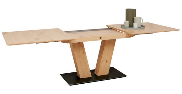 ESSTISCH in Holz, Holzwerkstoff 180-220/90/75 cm  - Eichefarben/Schwarz, Design, Holz/Holzwerkstoff (180-220/90/75cm) - Dieter Knoll