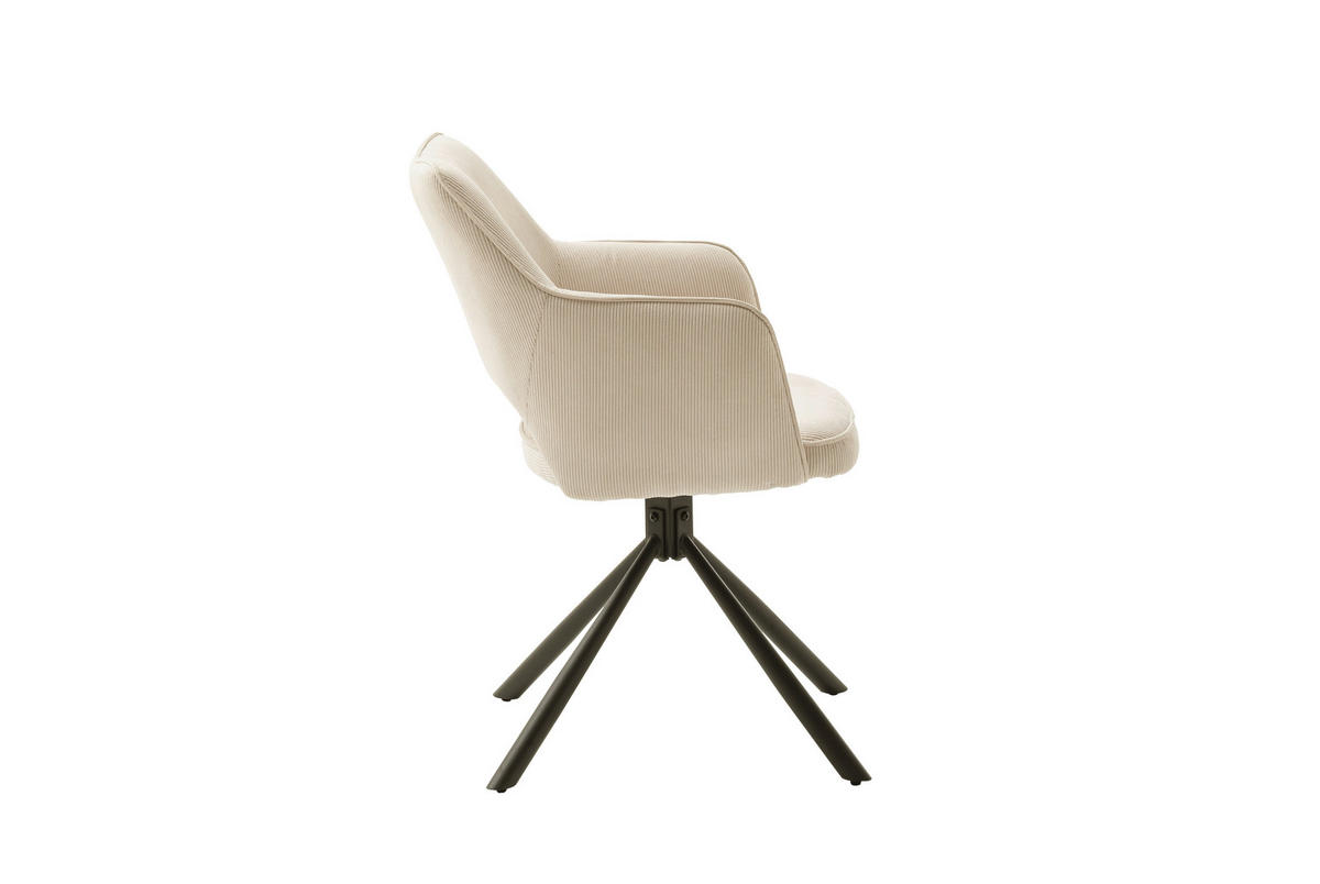 ARMLEHNSTUHL  Sitzfläche 180° drehbar Cord  - Beige/Creme, MODERN, Textil/Metall (61/85/61cm) - Livetastic