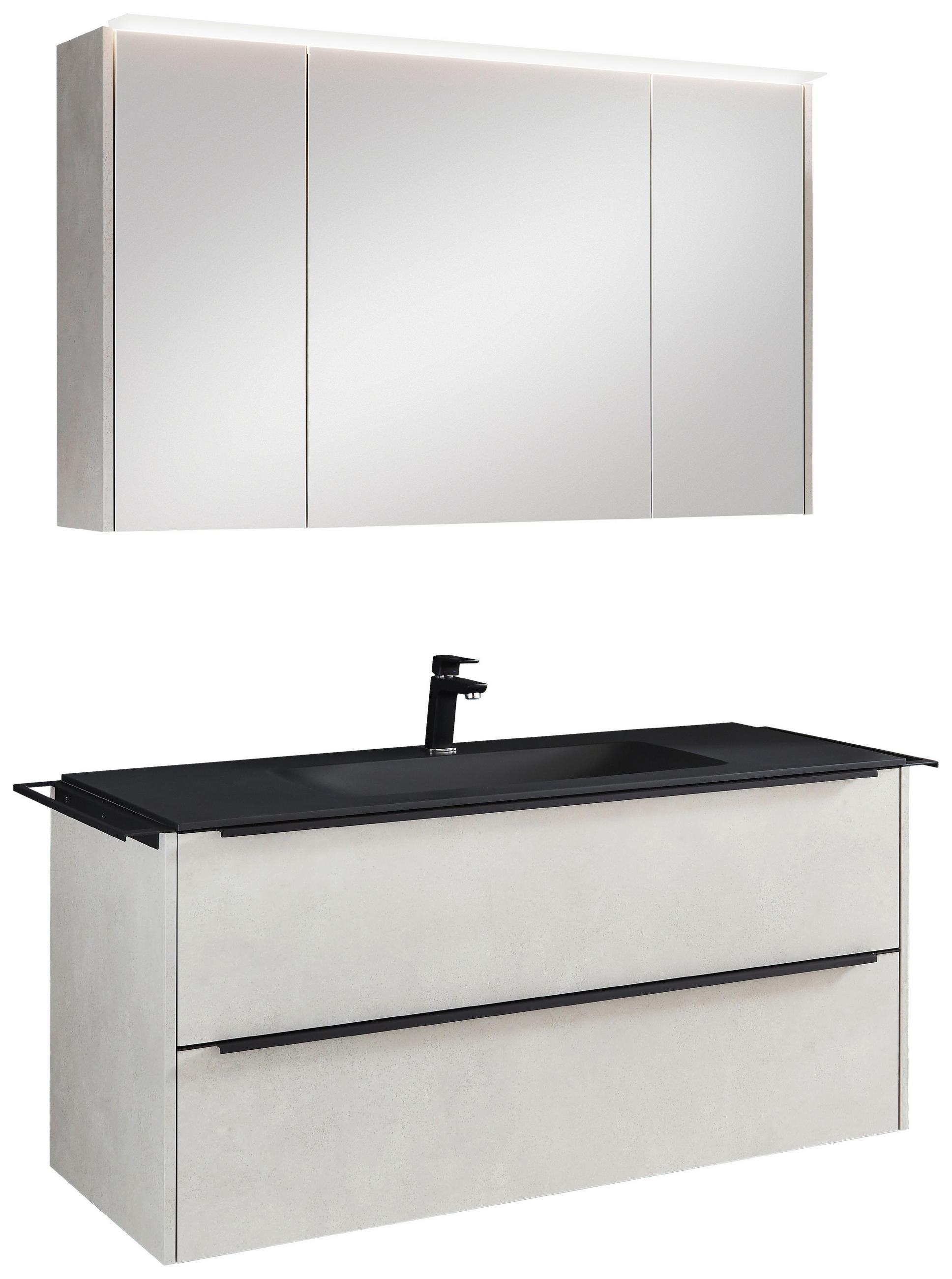 BADEZIMMER in 120 cm - Sandfarben/Schwarz, MODERN, Glas/Keramik (120cm) - Celina Home