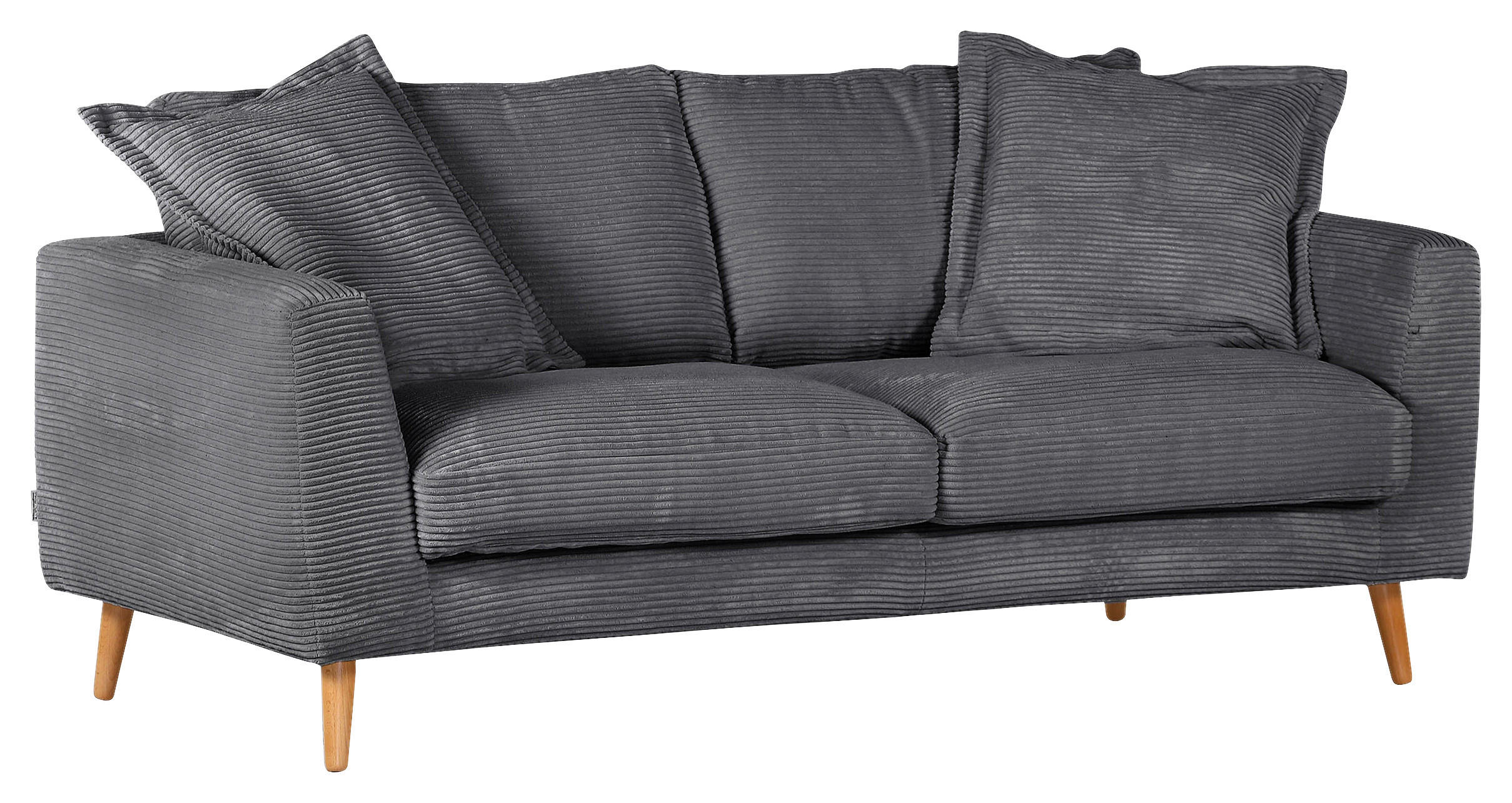 2,5-SITS SOFFA i manchester antracit - antracit/naturfärgad, Romantik / Lanthus, trä/textil (195/69/100cm) - Livetastic