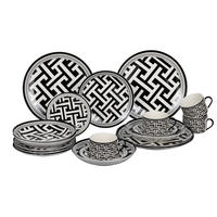 KOMBINOVANÁ SOUPRAVA 20dílné, porcelán (new bone china) keramika  - bílá/černá, Design, keramika - Novel