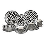 KOMBISERVICE Labyrinth 20-teilig  - Schwarz/Weiß, Design, Keramik - Novel