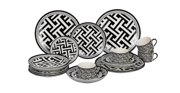 KOMBISERVICE Labyrinth 20-teilig  - Schwarz/Weiß, Design, Keramik - Novel
