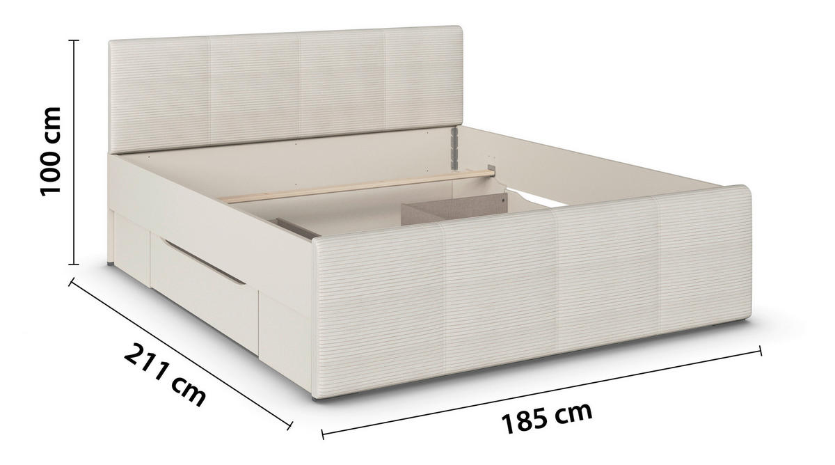 STAURAUMBETT 180/200 cm  in Champagner  - Champagner, MODERN, Holzwerkstoff/Textil (180/200cm) - Rauch Möbel