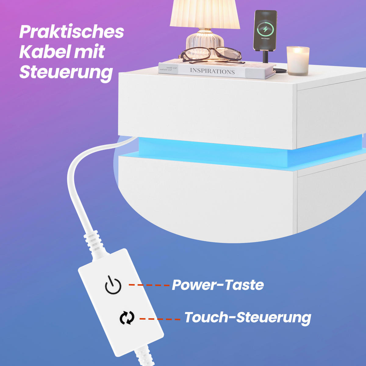 NACHTSCHRANKSET 40/55/35 cm  - Weiß, Trend, Holzwerkstoff (40/55/35cm) - Boxxx