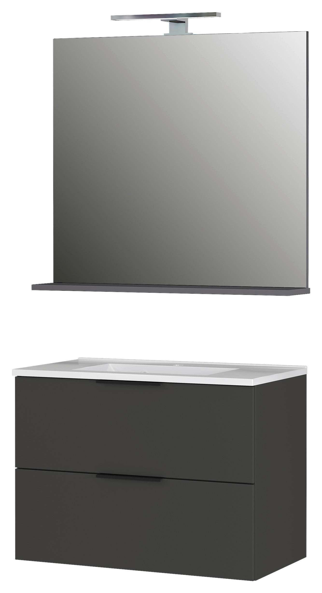 BADEZIMMER 3-teilig  in 81 cm  - Schwarz/Graphitfarben, MODERN, Holzwerkstoff/Stein (81cm) - Germania