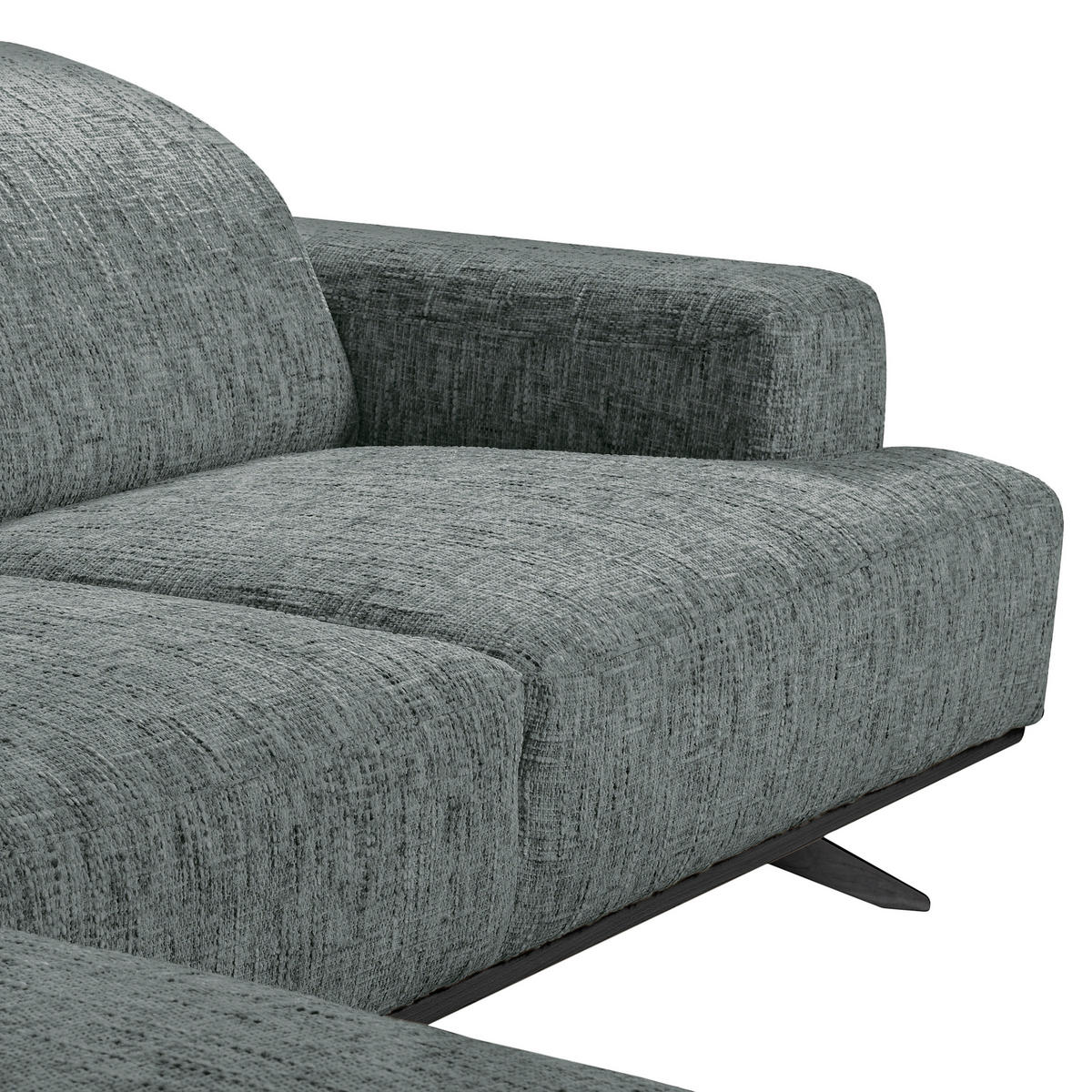 ECKSOFA PORTLAND Anthrazit Struktur Kopfteilverstellung  - Anthrazit/Schwarz, Design, Holz/Textil (187/295cm) - Livetastic
