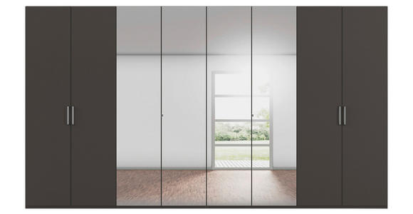 DREHTÜRENSCHRANK 400/223/61 cm,  in Graphitfarben, 8-türig  - Chromfarben/Edelstahlfarben, Basics, Glas/Holzwerkstoff (400/223/61cm) - Novel