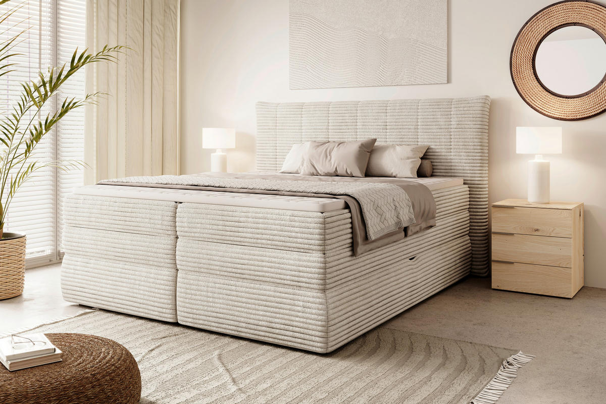 POSTEL BOXSPRING, 180/200 cm, šampaňská - černá/šampaňská, Moderní, textil/plast (180/200cm) - Esposa