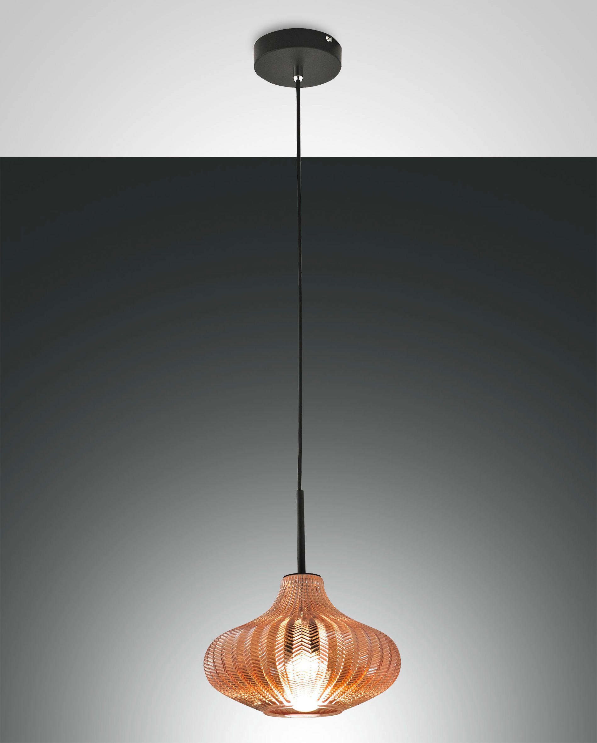 PENDELLEUCHTE Budelli 26/200 cm   - Schwarz, Design, Glas/Metall (26/200cm) - Fabas Luce