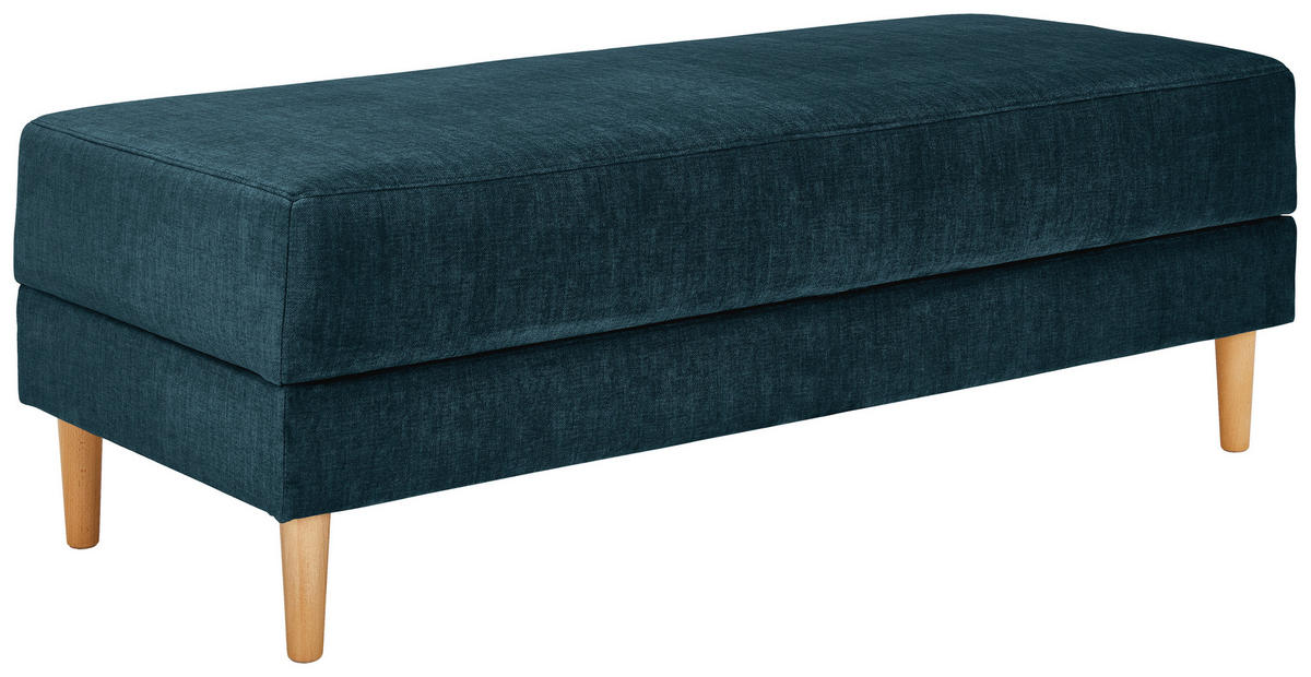 HOCKER in Textil Blau  - Blau/Naturfarben, Modern, Holz/Textil (135/48/57cm) - Max Winzer