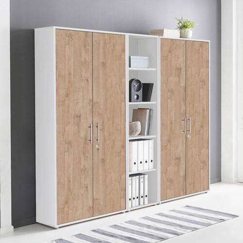 AKTENSCHRANK Weiß, Eichefarben  - Eichefarben/Weiß, MODERN, Holzwerkstoff (212,9/185,6/33cm) - MID.YOU
