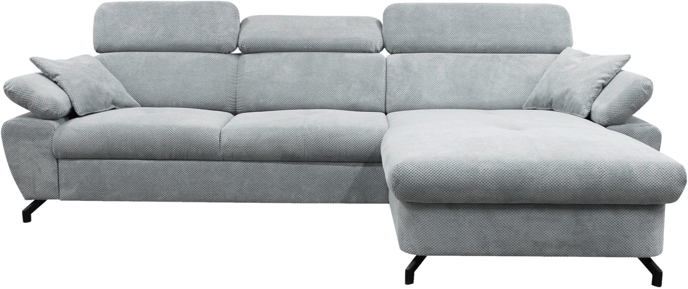 ECKSOFA OMEGA Grau Chenille Zierkissen, Bettkasten  - Schwarz/Grau, Design, Textil/Metall (280/186cm) - MID.YOU