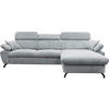 ECKSOFA OMEGA in Chenille Grau  280/186 cm  - Schwarz/Grau, Design, Textil/Metall (280/186cm) - MID.YOU
