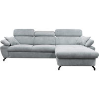 ECKSOFA OMEGA Grau Chenille Zierkissen, Bettkasten  - Schwarz/Grau, Design, Textil/Metall (280/186cm) - MID.YOU
