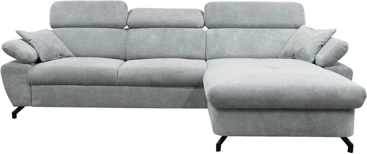 ECKSOFA OMEGA Grau Chenille Zierkissen, Bettkasten  - Schwarz/Grau, Design, Textil/Metall (280/186cm) - MID.YOU
