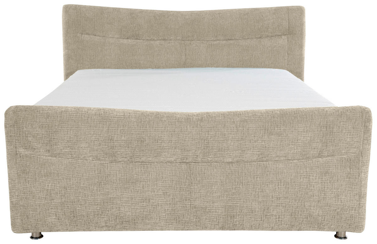 BOXSPRINGBETT 180/200 cm  in Sandfarben  - Sandfarben/Chromfarben, Konventionell, Textil/Metall (180/200cm) - Esposa