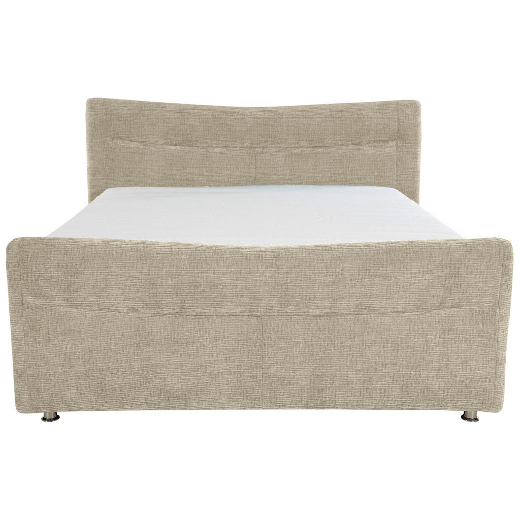 Thumbnail - Esposa Boxspringbett, Sand, Textil, H4, Höhe ca. 18 cm, 140x200 cm, Bettkasten, Stoffauswahl, Topper durchgehend, in ver...