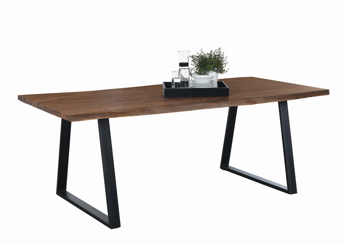 JEDILNA MIZA, masivno indijski rožni les črna, barve indijskega rožnega lesa  - črna/barve indijskega rožnega lesa, Trendi, kovina/les (200/76/100cm) - Carryhome