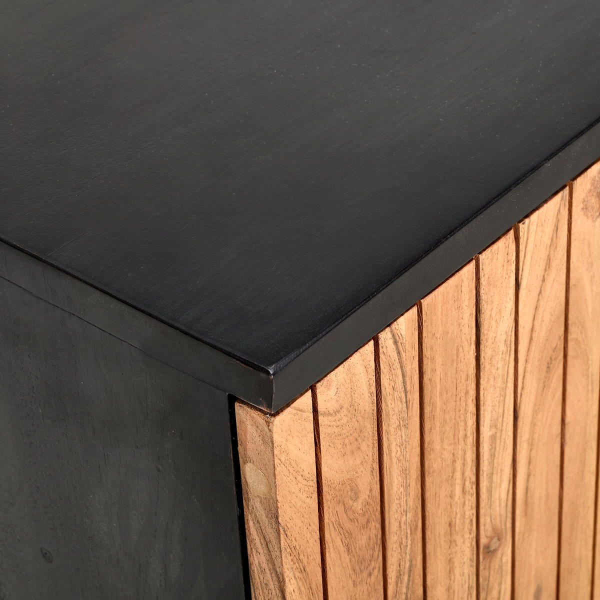 LOWBOARD  in 175/60/40 cm  - Schwarz/Akaziefarben, KONVENTIONELL, Glas/Holz (175/60/40cm) - Livetastic