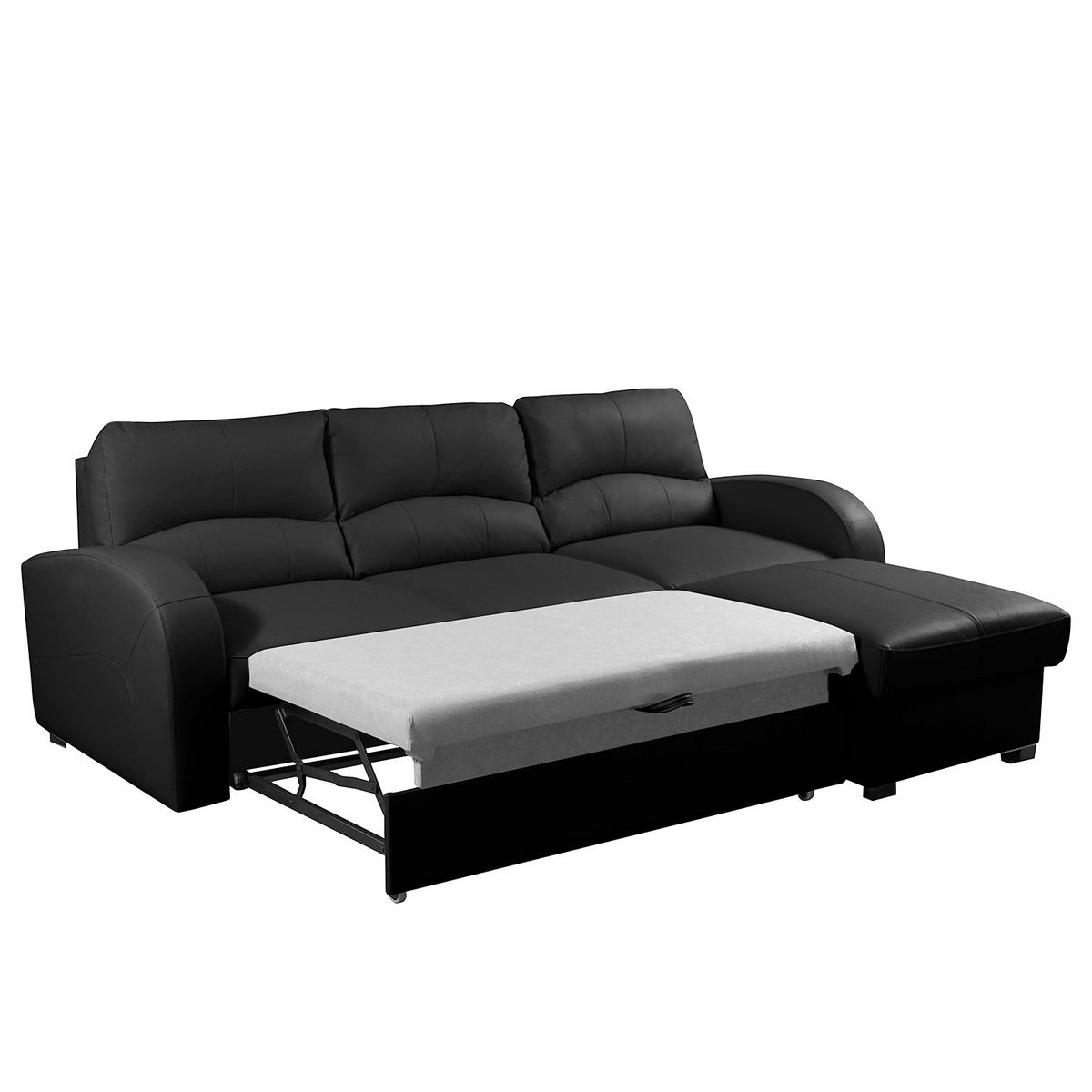 ECKSOFA 227/168 cm TILO in Lederlook Schwarz Bettkasten  227/168 cm  - Schwarz, Design, Kunststoff/Textil (227/168cm) - Livetastic