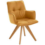ARMLEHNSTUHL  inklusive Armlehnen, Gestellauswahl  Echtleder  - Eichefarben/Dunkelgelb, Design, Leder/Holz (59/89/63cm) - Dieter Knoll
