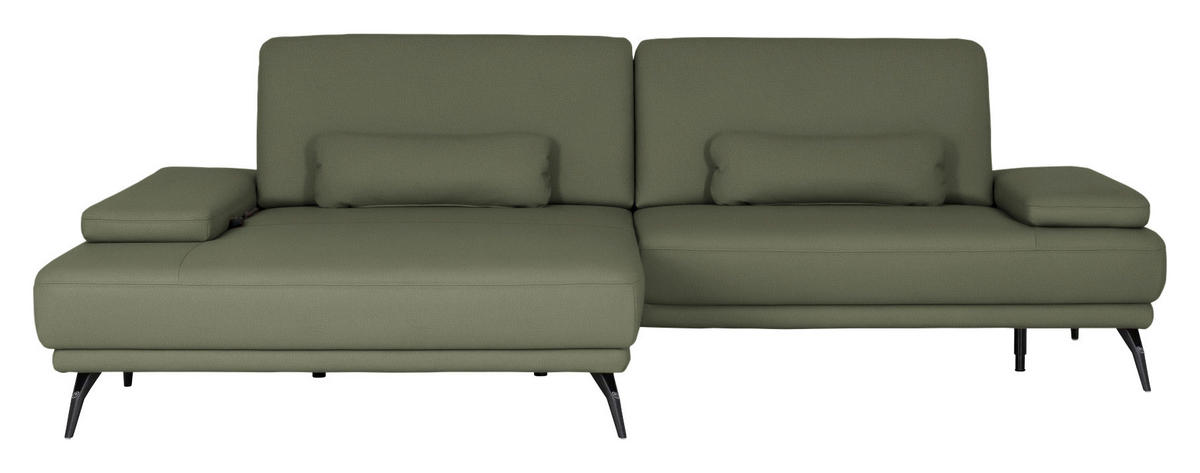 ECKSOFA JOOP! STUDIO in Echtleder Olivgrün  180/301 cm  - Schwarz/Olivgrün, KONVENTIONELL, Leder/Metall (180/301cm) - Joop!