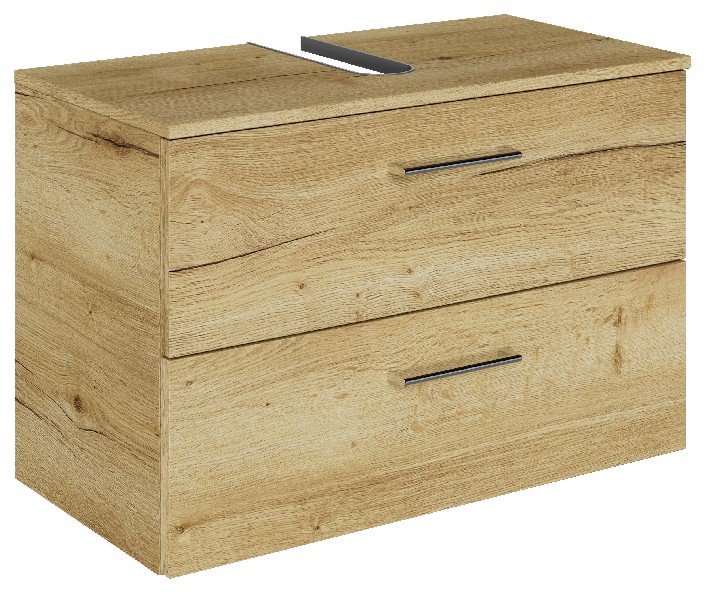 WASCHBECKENUNTERSCHRANK 75/49,8/38,3 cm  - Chromfarben/Wildeiche, KONVENTIONELL, Holzwerkstoff/Metall (75/49,8/38,3cm) - Sadena