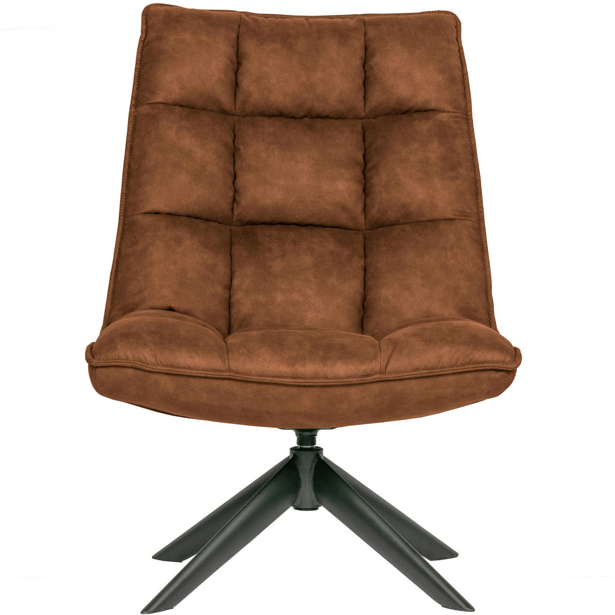 SESSEL in Lederlook Cognac  - Cognac/Schwarz, Design, Textil/Metall (70/97/85cm) - Livetastic