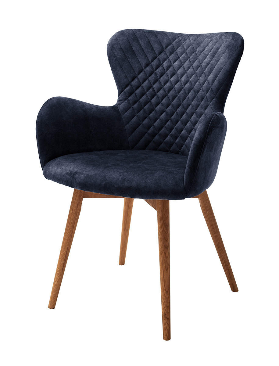 Armlehnstuhl Sarander Dunkelblau Echtholz-Beine