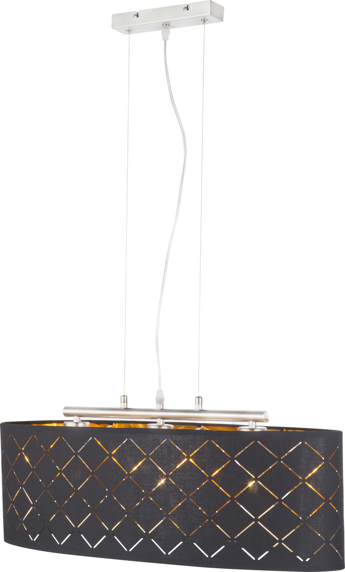 LED-HÄNGLAMPA 65/25/140 cm  - svart/guldfärgad, Design, metall/textil (65/25/140cm) - Globo