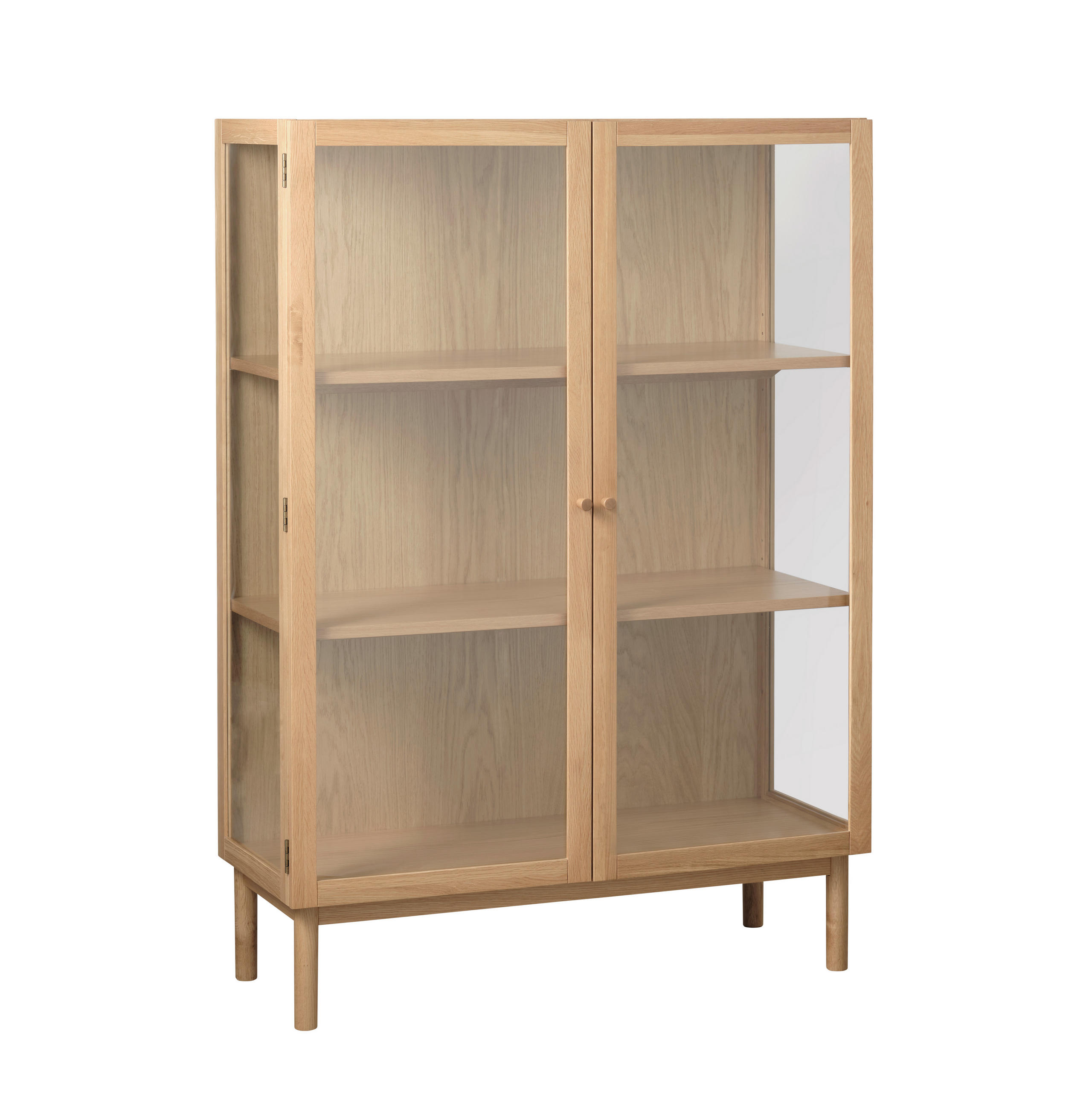 VITRINE in massiv, teilmassiv Eiche Eichefarben  - Eichefarben, Basics, Glas/Holz (100/140/40cm) - Boxxx