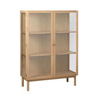 VITRINE in massiv, teilmassiv Eiche Eichefarben  - Eichefarben, Basics, Glas/Holz (100/140/40cm) - Boxxx