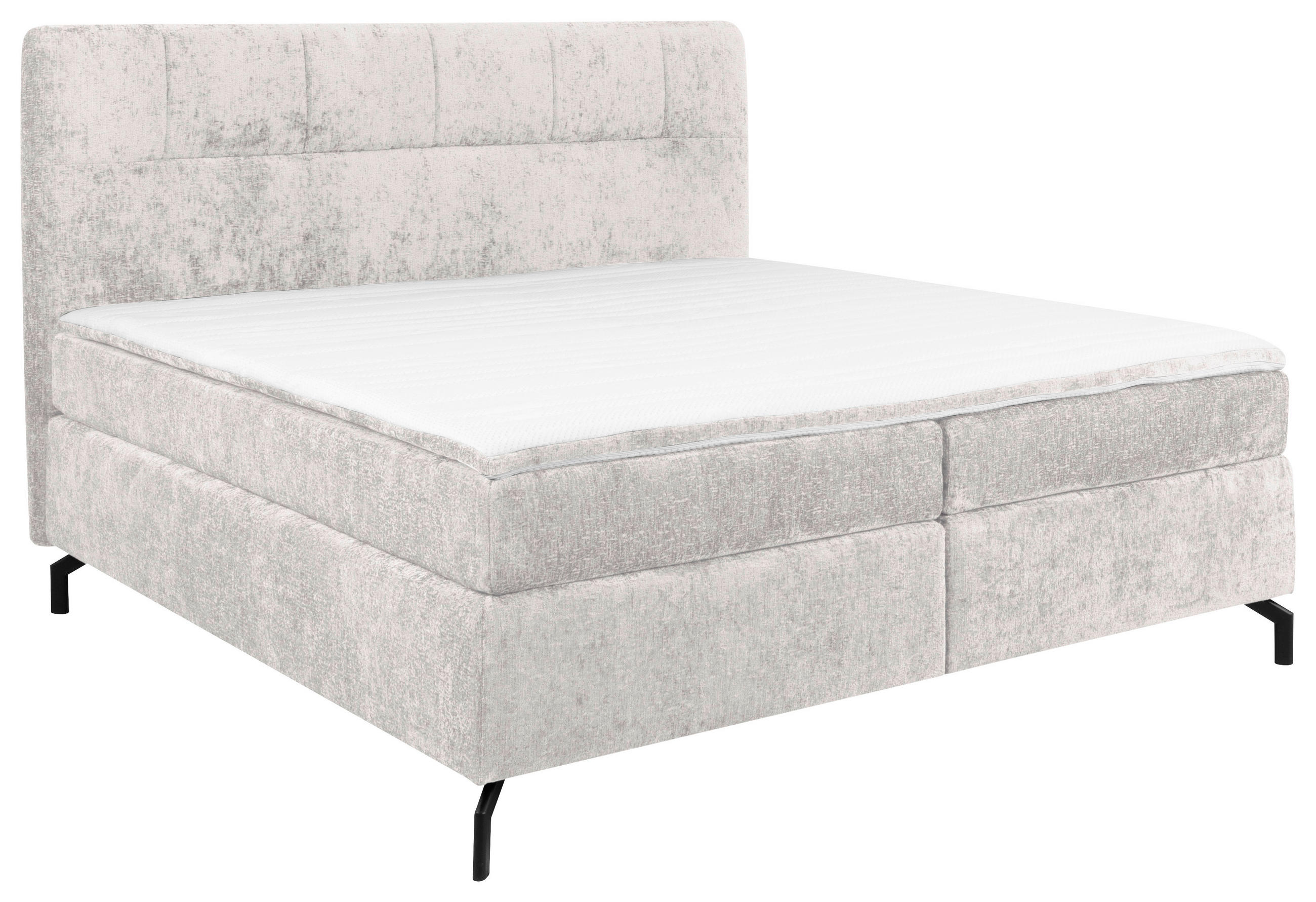 BOXSPRINGBETT 180/200 cm  in Hellgrau  - Hellgrau/Schwarz, Design, Textil/Metall (180/200cm) - Esposa