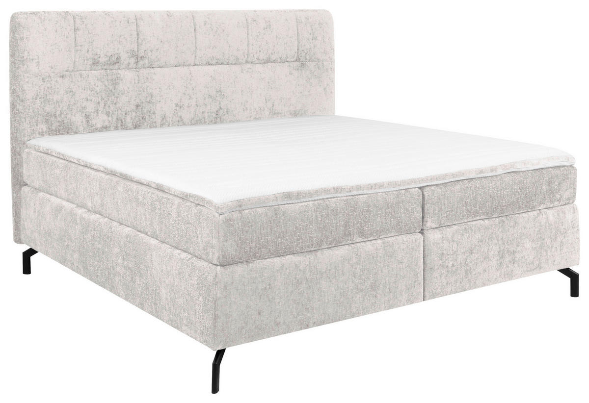 BOXSPRINGBETT 180/200 cm  in Hellgrau  - Hellgrau/Schwarz, Design, Textil/Metall (180/200cm) - Esposa