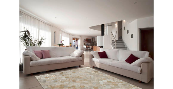 WEBTEPPICH 80/150 cm Spark Creme, Goldfarben  - Goldfarben/Creme, Basics, Leder/Textil (80/150cm) - Novel