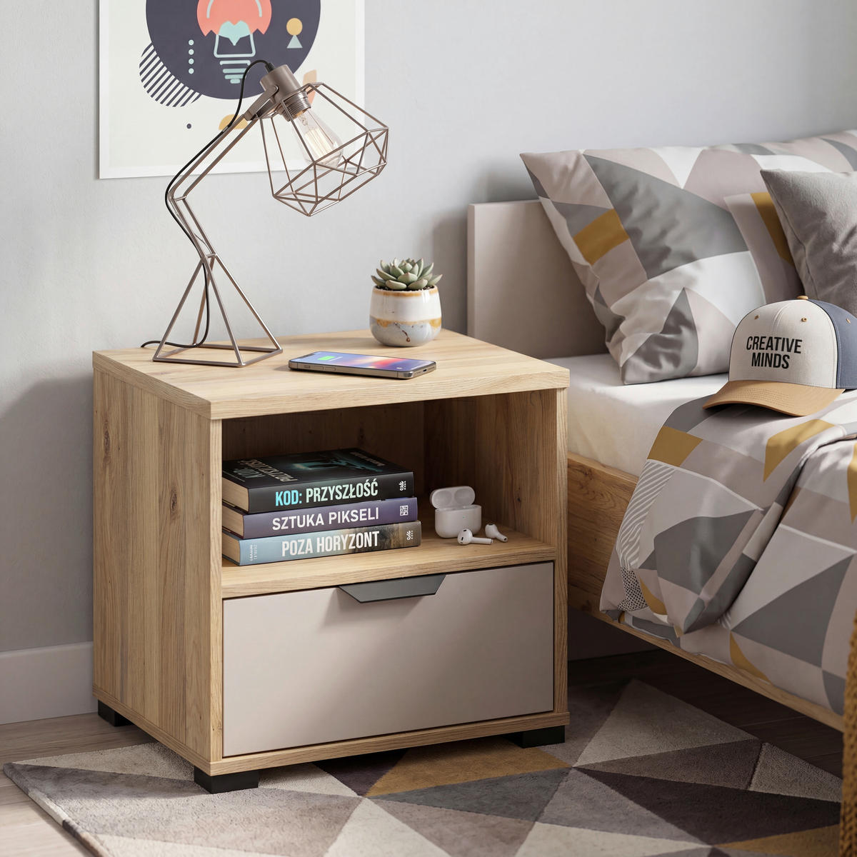 JUGENDZIMMER - Kaschmir/Eichefarben, Basics, Holzwerkstoff (90/200cm) - Milino
